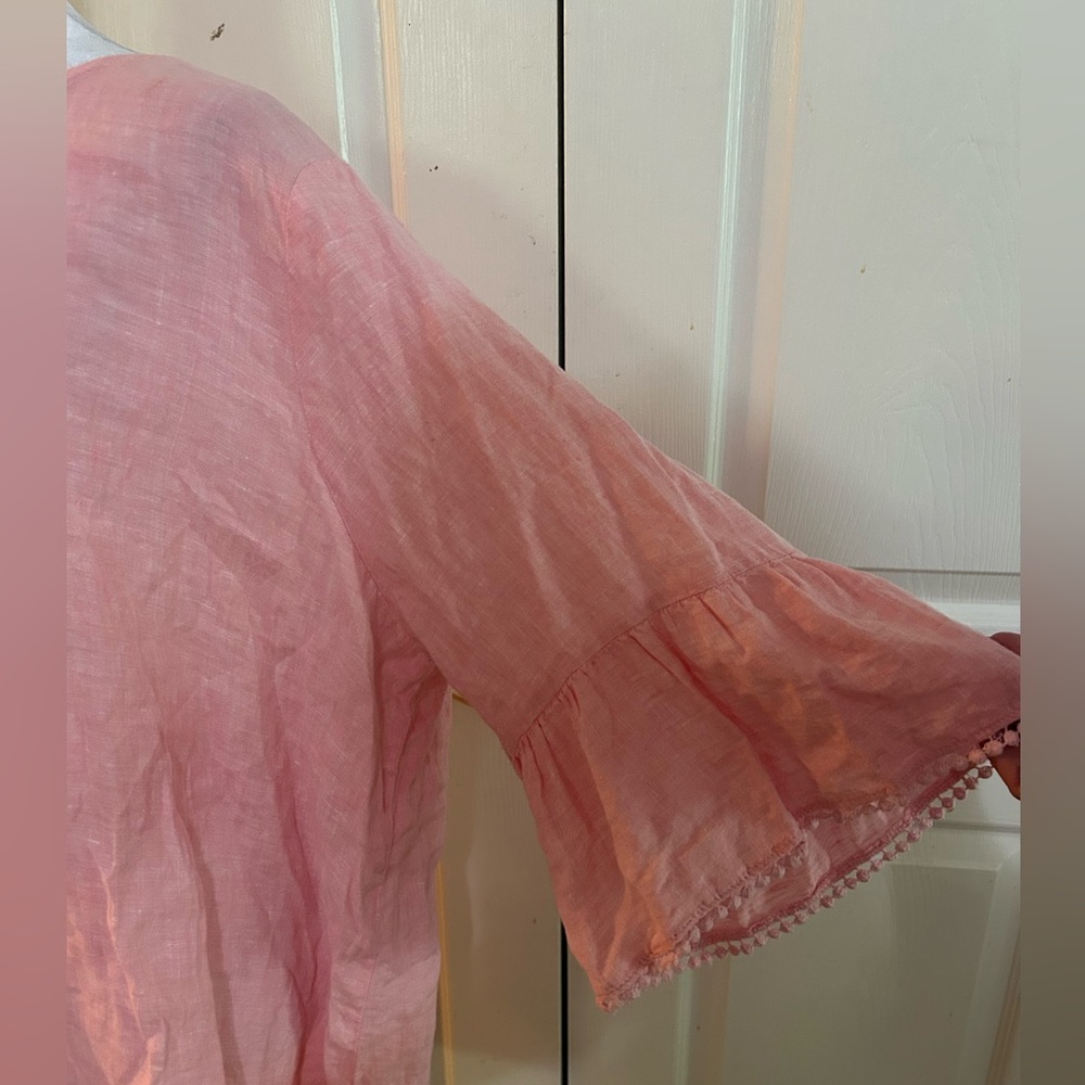 Tahari pink linen tunic, size 2X - Picture 3 of 6